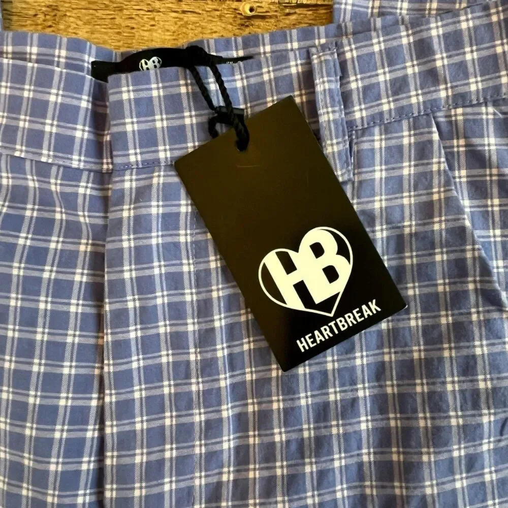 ASOS Heartbreak Purple Plaid Flare Pants Small Split Hems Flat Pockets NEW - Picture 5 of 8